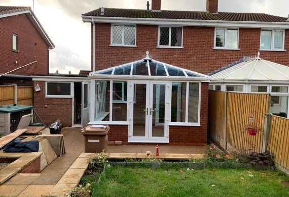 Edwardian conservatory shot from a back garden