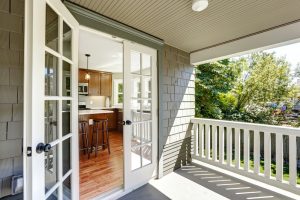 French doors which open out on a patio