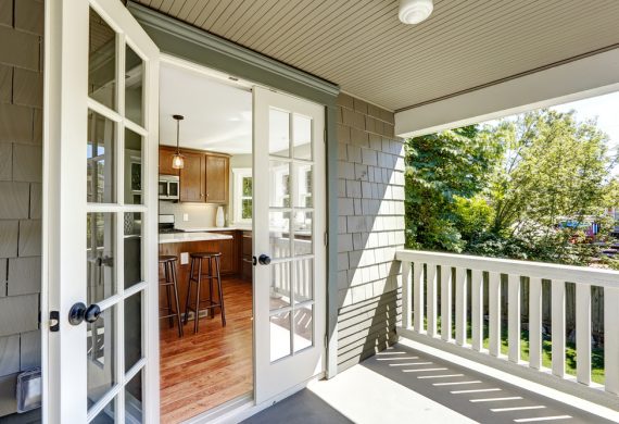 French doors which open out on a patio