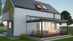Realistic diagram of a conservatory attached to a house