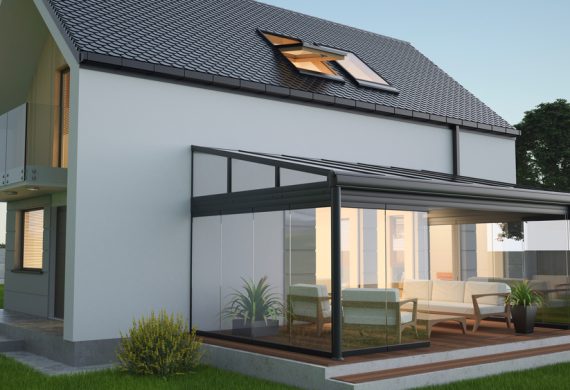 Realistic diagram of a conservatory attached to a house